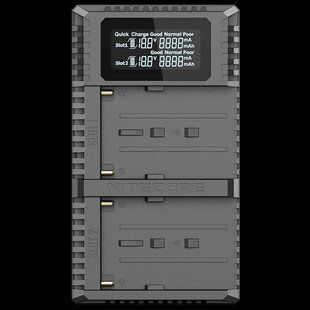Інтелектуальний зарядний пристрій для акумуляторів типу NP-F Nitecore USN3 PRO (1200мА, 2 канали) 010417 фото