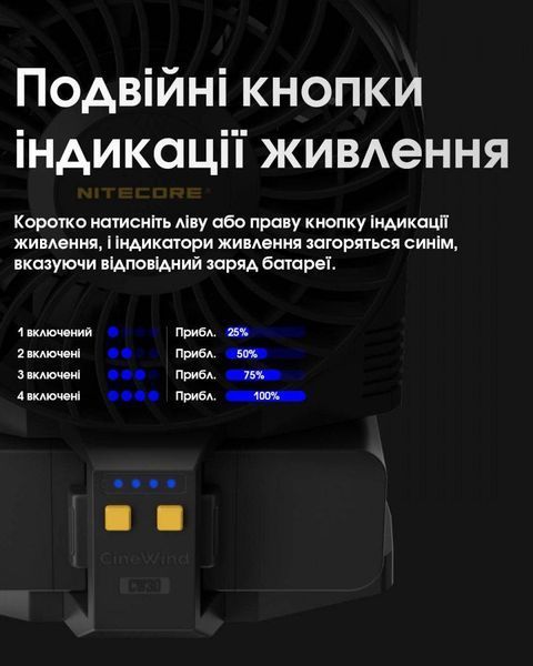 Портативний бездротовий вентилятор для фото- відео зйомок Nitecore CW30 011104 фото