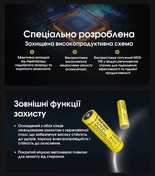 Літій-іонний акумулятор 21700 Nitecore NL2160HP (6000mAh) 010707 фото