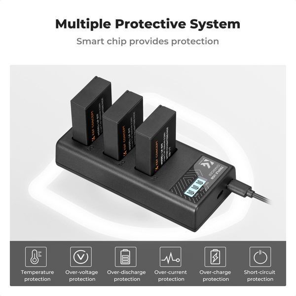 Комплект из трех аккумуляторов 1250мАч и зарядного устройства K&F Concept LP-E17 для фотокамер Canon KF28.0052 KF28.0052 фото