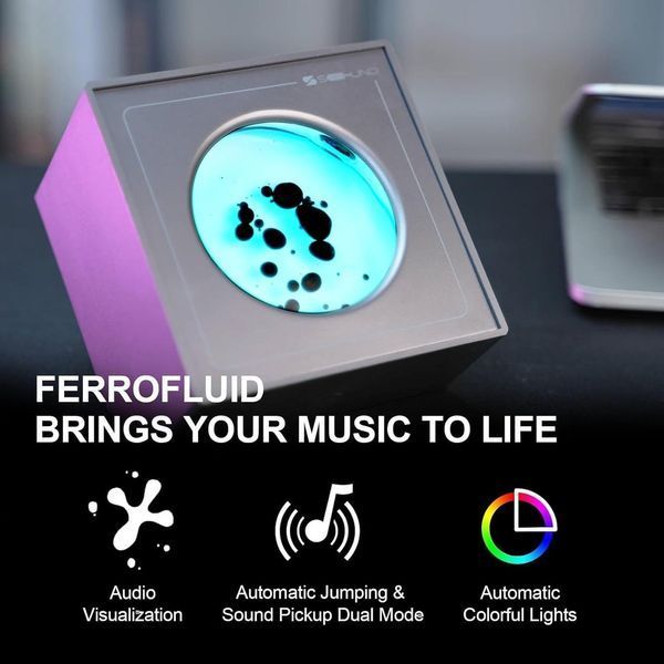 Музыкальная ритмичная настольная лампа с магнитной жидкостью Sovenomund Ferrofluid Magnetic Liquid Gray 100304/2 фото
