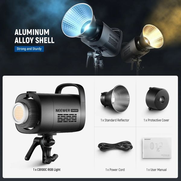Професійне студійне відеосвітло NEEWER CB100C 130 Вт RGB LED Video Light (2700-6500K, RGB, APP контроль, 2,4G) 10103224 фото