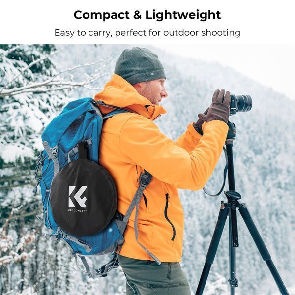 Складной портативный светоотражатель рефлектор с ручкой K&F Concept 5 в 1 80 см рассеиватель света для съемки KF18.0005 фото