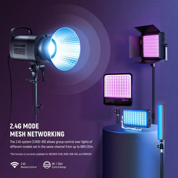 Професійне студійне відеосвітло NEEWER CB100C 130 Вт RGB LED Video Light (2700-6500K, RGB, APP контроль, 2,4G) 10103224 фото