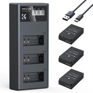 Комплект из трех аккумуляторов 1100мАг и зарядного устройства K&F Concept LP-E12 для фотокамер Canon (KF28.0091) KF28.0091 фото