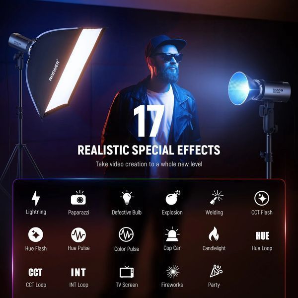 Студийный видеосвет NEEWER MS150C 150 Вт RGB LED Video Light (2700-6500K, RGB, APP контроль, 2,4G) 10105120 фото
