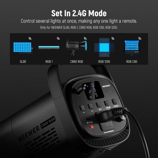 Профессиональный студийный видеосвет NEEWER CB60 RGB 70W LED Video Light (2700-6500K, RGB, APP контроль, 2,4G) 10102197 фото