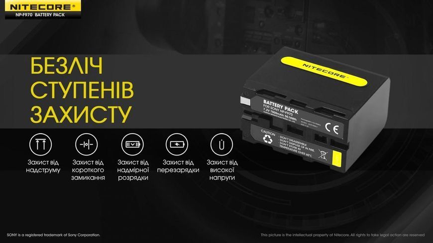 Аккумулятор Li-Ion Nitecore NP-F970 (7800mAh) для камер Sony NEX-FS700, NEX-FS100J, PXW-Z100 010710 фото