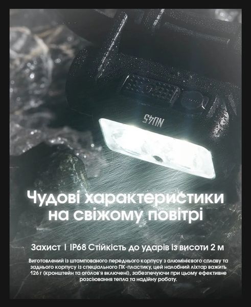 Налобний ліхтар Nitecore NU45 (Датчик наближення, USB Type-C, 1700Лм, 172м, 4000мАг) 010219 фото