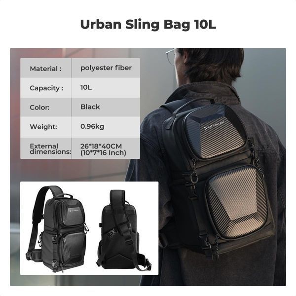 Професійний рюкзак сумка через плече для фотокамери, штатива K&F Concept Urban Wanderer U02 10 л чорний (KF13.176)