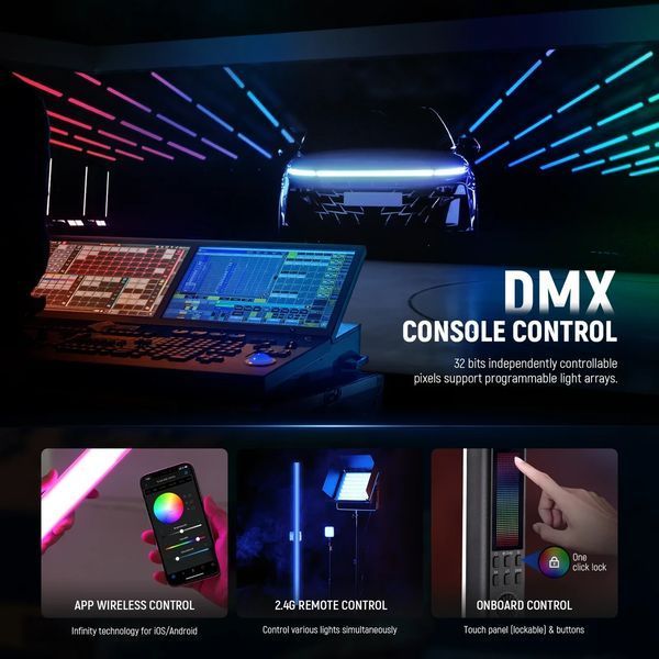 Профессиональная LED лампа свет для съемки NEEWER TL120C 42 Вт RGB с управлением APP/2.4G/DMX RGB 10103826 фото
