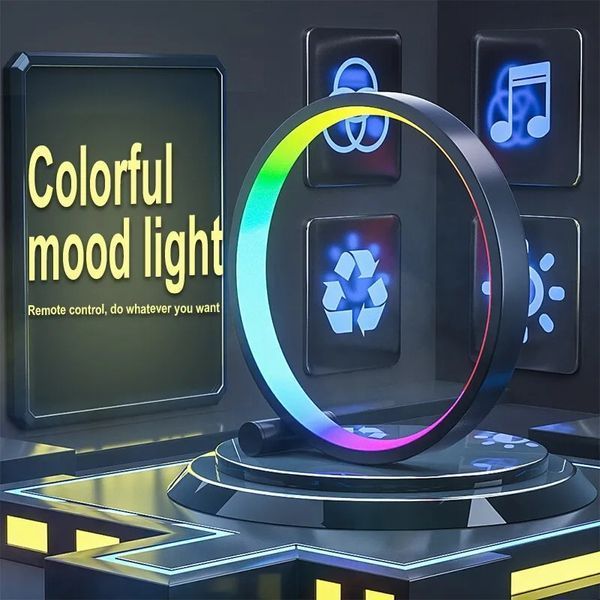Умный светодиодный ночник RGB-O 25 см настольная атмосферная лампа с пультом и bluetooth подключением к смартф 100227 фото