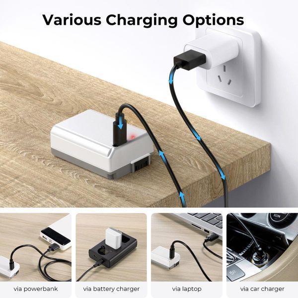 Комплект з двох акумуляторних батарей K&F Concept NP-FW50 1100мАг White з USB-C портом для Sony (KF28.0026S1)