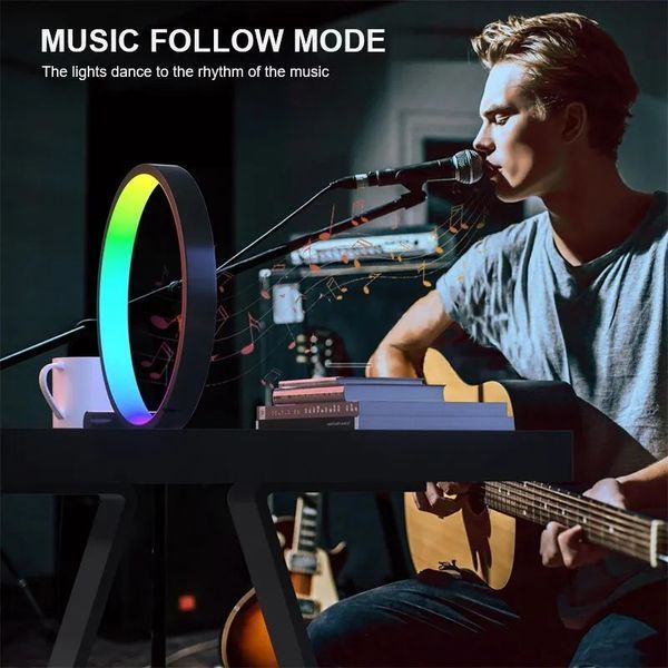 Умный светодиодный ночник RGB-O 25 см настольная атмосферная лампа с пультом и bluetooth подключением к смартф 100227 фото