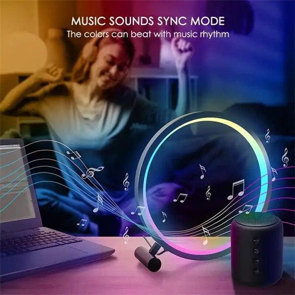 Умный светодиодный ночник RGB-O 25 см настольная атмосферная лампа с пультом и bluetooth подключением к смартф 100227 фото