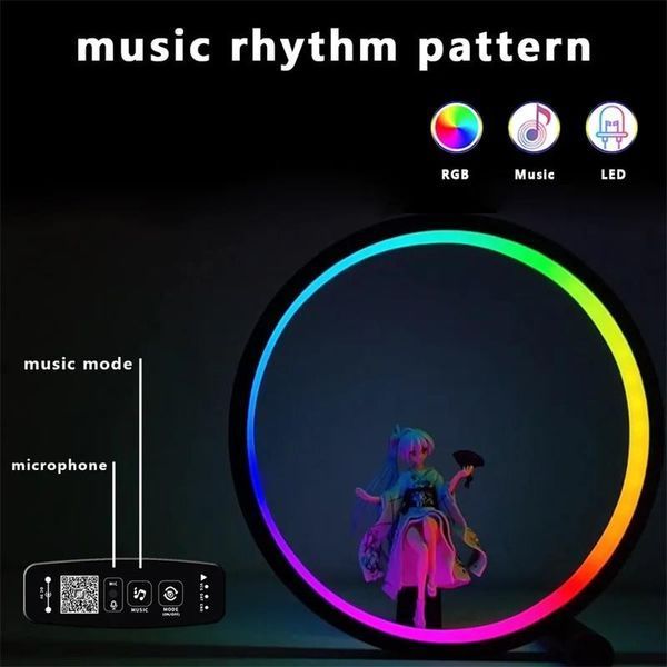 Умный светодиодный ночник RGB-O 25 см настольная атмосферная лампа с пультом и bluetooth подключением к смартф 100227 фото