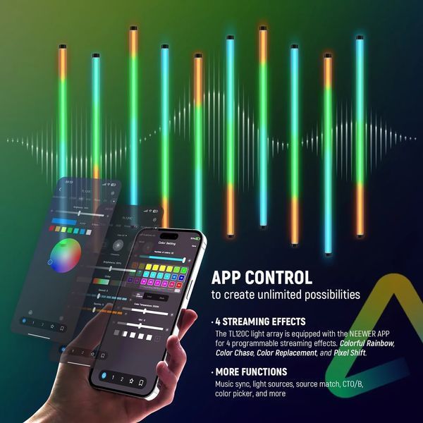 Профессиональная LED лампа свет для съемки NEEWER TL120C 42 Вт RGB с управлением APP/2.4G/DMX RGB 10103826 фото