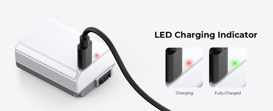 Комплект з двох акумуляторних батарей K&F Concept NP-FW50 1100мАг White з USB-C портом для Sony (KF28.0026S1)