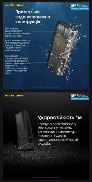 Водонепроницаемый павербанк Power Bank Nitecore NPB2 (10000mAh, 18W) 011308 фото