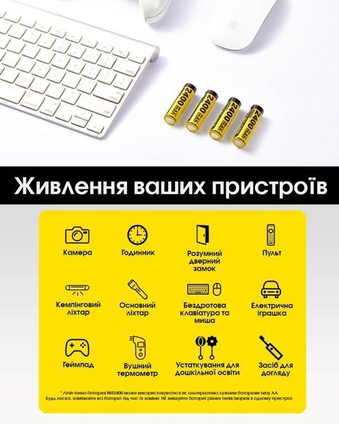 Комплект літій-іонних акумуляторів AA Nitecore NH2400 1,5V (2400 mAh, USB Type-C), 2 шт 010715.3 фото
