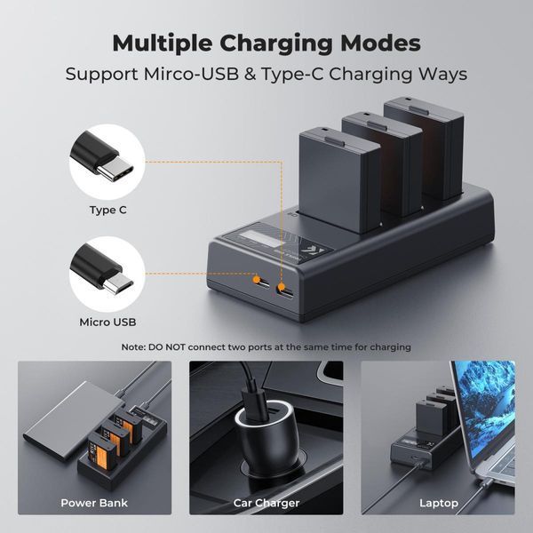 Комплект з трьох акумуляторів K&F Concept LP-E10 1200mAh та зарядного пристрою для Canon (KF28.0090)
