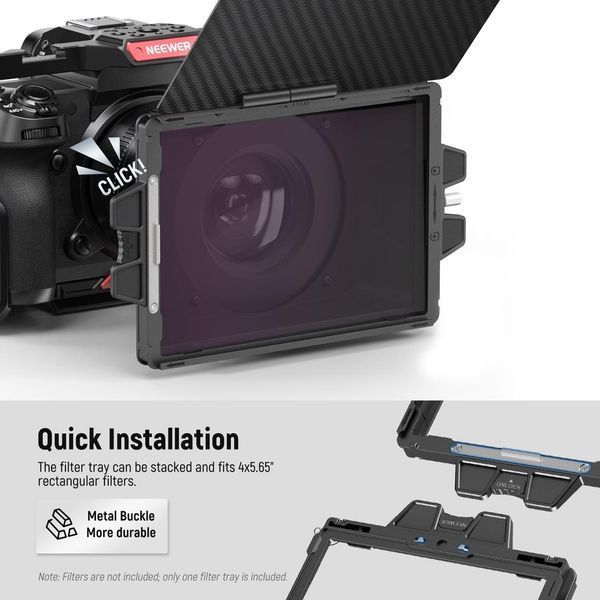 Компендіум для камери Neewer PG002 Mini Matte Box з 2 лотками для фільтрів 4х5,65" та адаптерами 67/72/77/82мм 10102178 фото