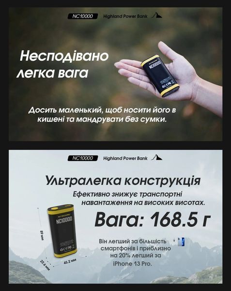 2в1 &mdash; Наружное зарядное устройство Power Bank + фонарь Nitecore NC10000 (QC 3.0, 10000 mAh, Type-C) 011311 фото