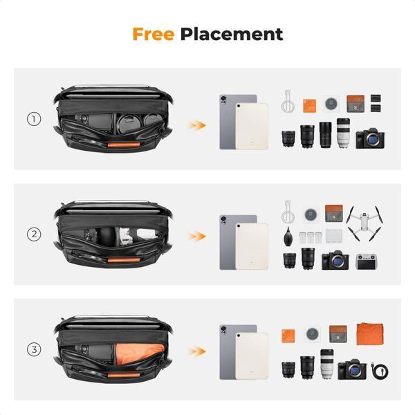 Cумка на плечо для фотоаппарата K&F Concept Camera Sling Bag 12л Urban Wander 01 Black (KF13.177) KF13.177 фото