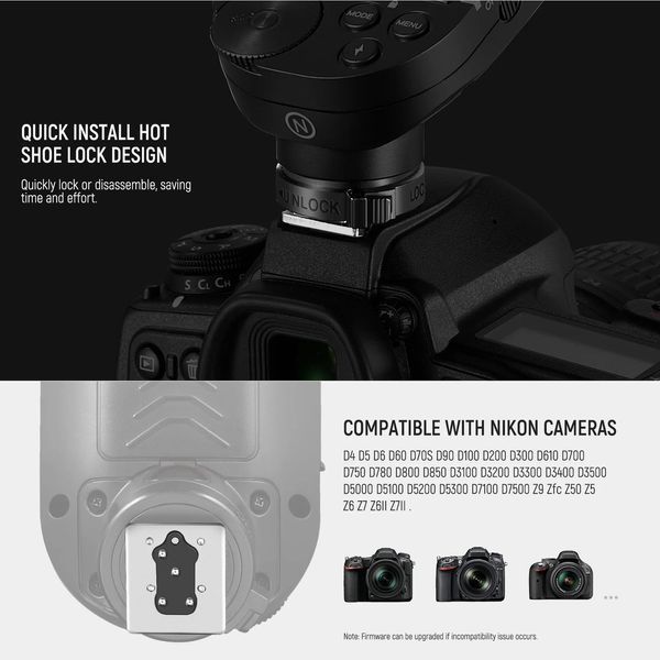 Беспроводной накамерный триггер синхронизатор вспышки NEEWER QPRO-N TTL для Nikon 1/8000 с 10102353 фото