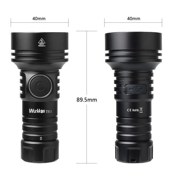 Мощный аккумуляторный ручной фонарик Wurkkos TS11 RGB Black (2000Lm, Anduril 2.0, 1*18350, 616м) 040406 фото
