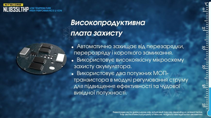Морозостікий літій-іонний акумулятор 18650 Nitecore NL1835LTHP (3500mAh, 8А) 010702.2 фото