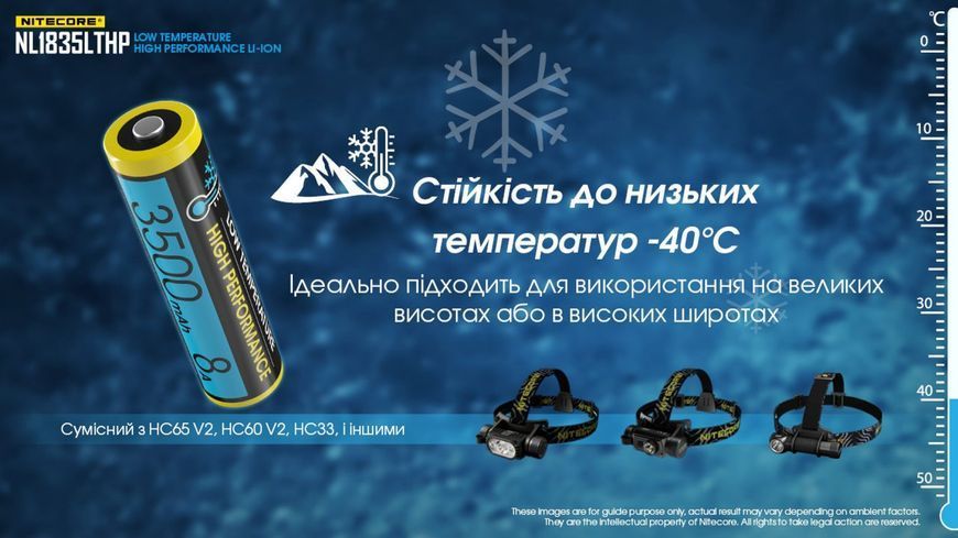 Морозостікий літій-іонний акумулятор 18650 Nitecore NL1835LTHP (3500mAh, 8А) 010702.2 фото