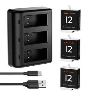 Комплект з трьох акумуляторів 1730mah та триканального зарядного пристрою K&F Concept для Gopro Hero 12/11/10/9 (KF28.0032V1)