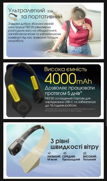 Nitecore NEF20 Портативний вентилятор на шию 011102 фото
