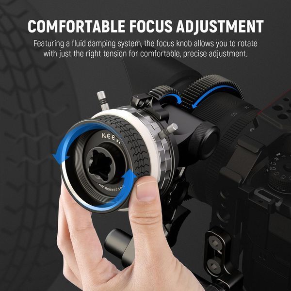 Керування фокусуванням Neewer PG001 mini follow focus з A/B зупинками & 15мм затиском для стержня, silver