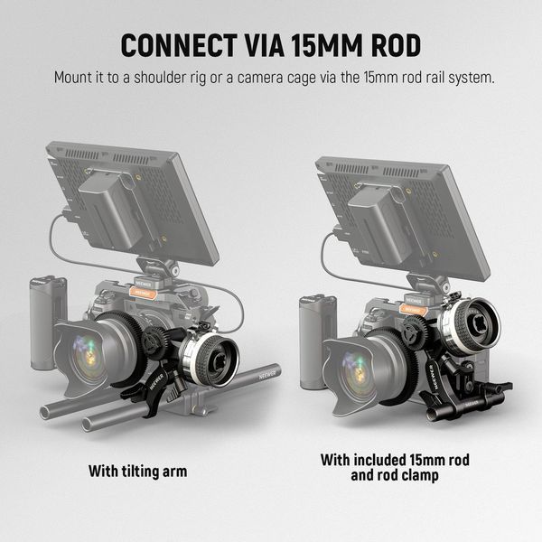 Керування фокусуванням Neewer PG001 mini follow focus з A/B зупинками & 15мм затиском для стержня, silver