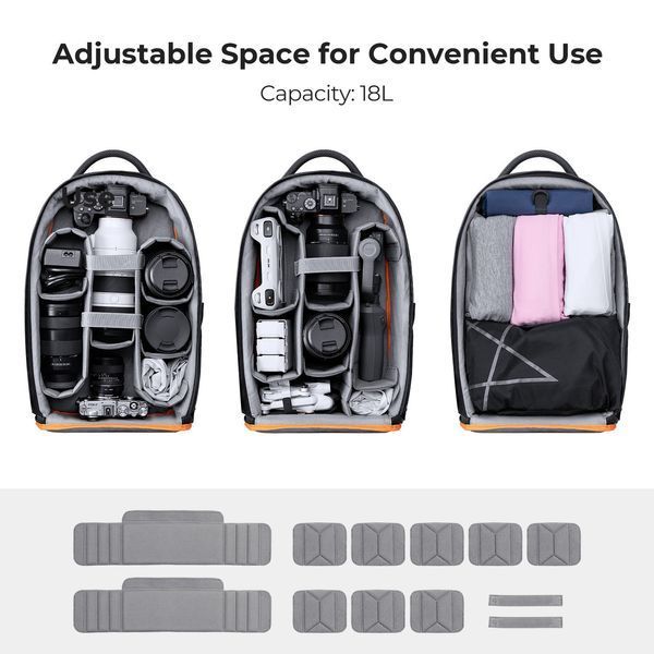 Профессиональный легкий рюкзак для фотоаппарата и аксессуаров K&F Concept 18L Nature Wander 05 Black (KF13.205) KF13.205 фото