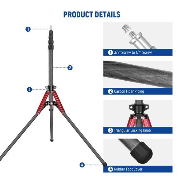 Карбонова стійка для світла штатив трипод Neewer ST250R для фототехніки 250см