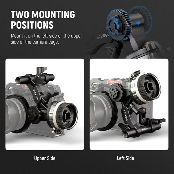 Керування фокусуванням Neewer PG001 mini follow focus з A/B зупинками & 15мм затиском для стержня, silver