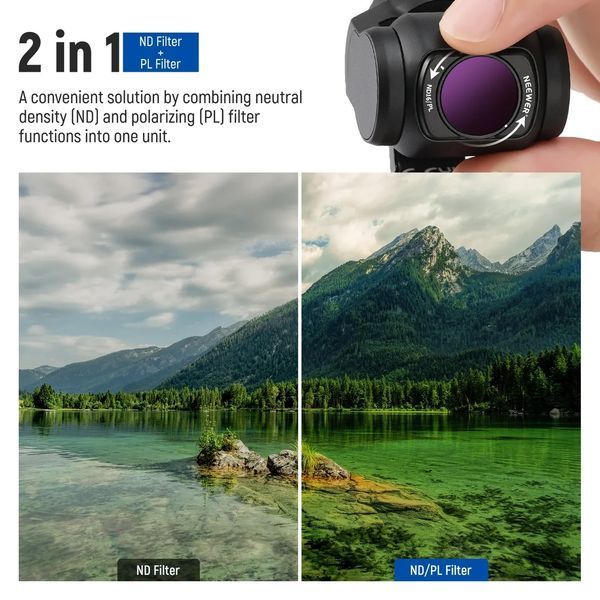 Набір магнітних світлофільтрів Neewer FL-P10 для DJI Pocket 3 (ND8~1000，LPR，MIST1/4, CPL, ND8/PL~ND64/PL）14шт. 10103578 фото