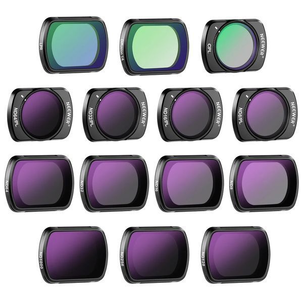 Набір магнітних світлофільтрів Neewer FL-P10 для DJI Pocket 3 (ND8~1000，LPR，MIST1/4, CPL, ND8/PL~ND64/PL）14шт. 10103578 фото