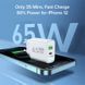 Адаптер блок живлення швидка зарядка GAN 65W Quick Charger Black PD 3.0, QS 3.0 (1*USB Type A, 1* USB Type C)