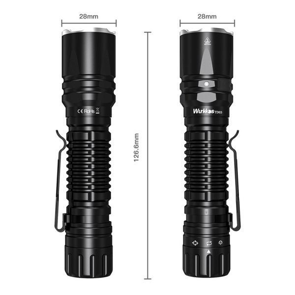 Ручной фонарь Wurkkos TD03 (1800Лм, 353м, USB C, SFT40 5000K, 1*18650) 040402 фото