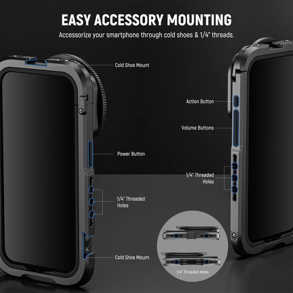 Клетка рамка корпус для смартфона NEEWER PA024 для iPhone 15 Pro Max с адаптером для фильтра 050306.2 фото