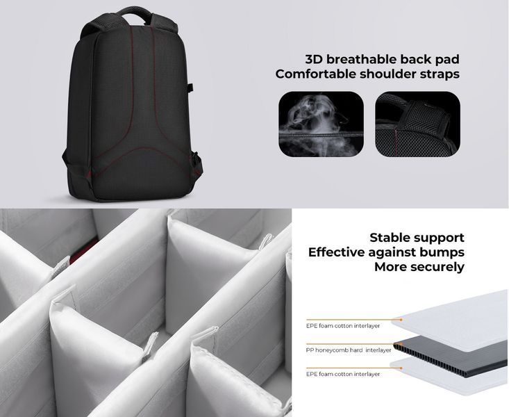 Професійний легкий рюкзак для фотоапарата та аксесуарів K&F Concept 18L Nature Wander 05 Black (KF13.151) KF13.151 фото