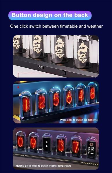 Світлодіодний RGB електронний настільний цифровий годинник Ipstube з відображенням погоди, APP контроль 100224 фото
