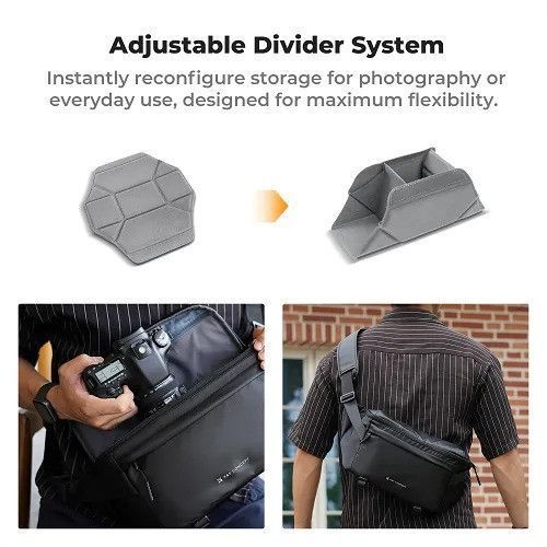 Сумка-слінг через плече для фотокамери, штатива K&F Concept Urban Wander 10L (Black) (KF13.212)