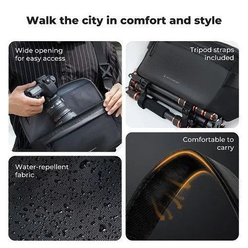 Сумка-слінг через плече для фотокамери, штатива K&F Concept Urban Wander 10L (Black) (KF13.212)