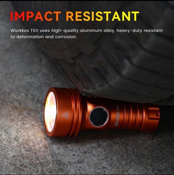 Потужний акумуляторний ручний ліхтарик Wurkkos TS11 RGB Orange (2000Lm, Anduril 2.0, 1*18350, 616м) 040405 фото
