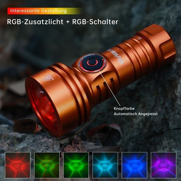 Потужний акумуляторний ручний ліхтарик Wurkkos TS11 RGB Orange (2000Lm, Anduril 2.0, 1*18350, 616м) 040405 фото